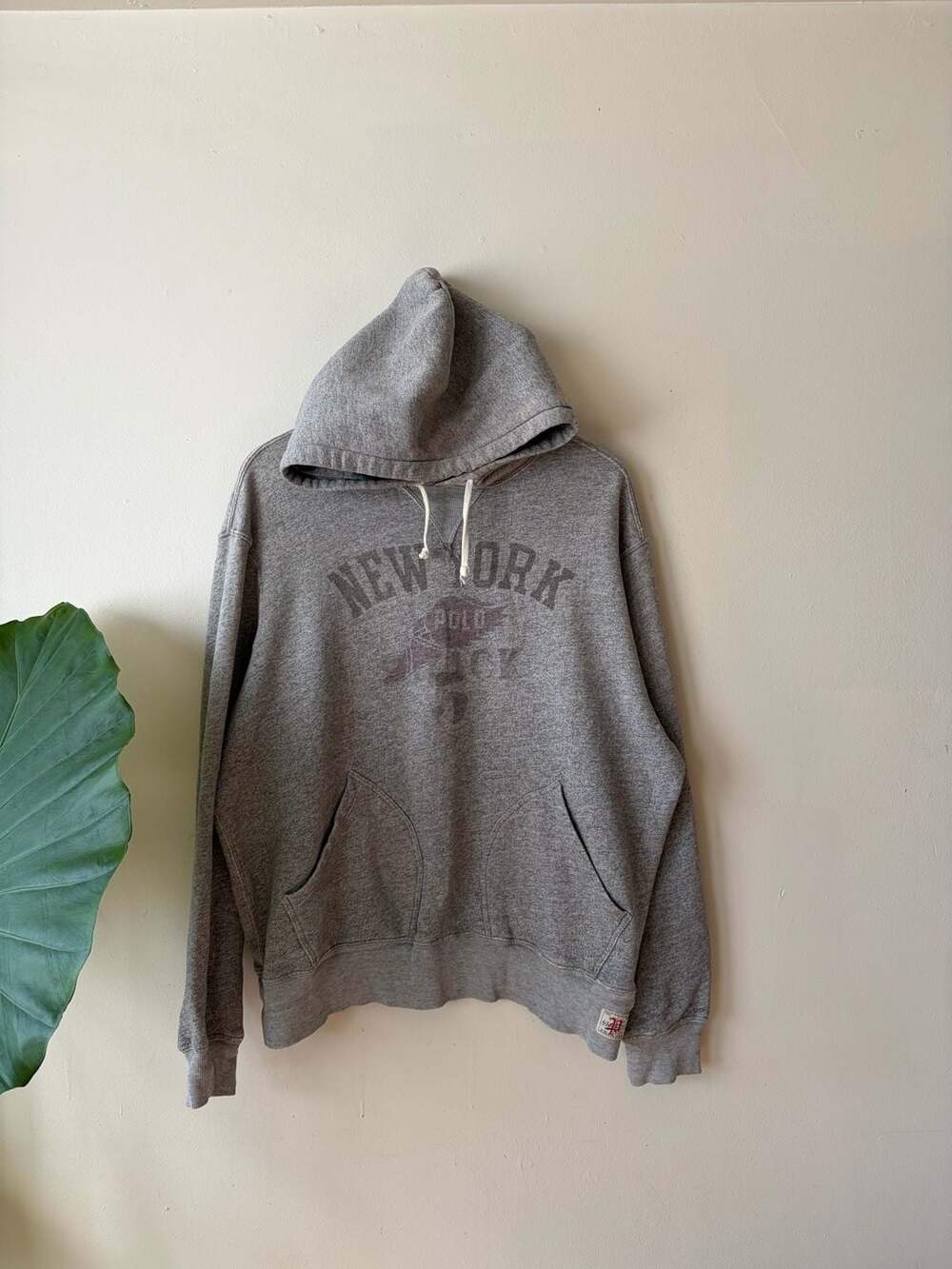 Polo Ralph Lauren Hoodie Size XL Gray New York Track Sweatshirt